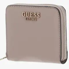 GUESS　二つ折り財布　コンパクトウォレット　ミニ財布　ベージュ　ゴール　ゲス