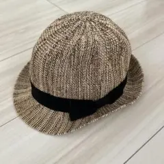 麦わら帽子 ベージュと黒 48cm
