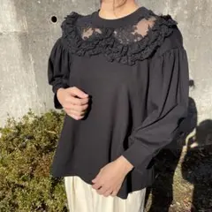 【Simone Rocha|シモーネロシャ】レース付 パフスリーブスウェット