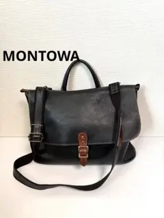 日本製 MONTOWAモントワ レザー 3WAY バッグ ブラック