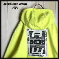 【希少デザイン】アレキサンダーワン☆両面ビッグロゴ入りウォッシュ加工パーカー