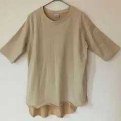 最安値☆ 【TIGORA】ゆったりサイズ ベージュ 五分袖 Tシャツ Lサイズ
