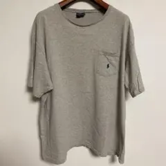 POLO RALPH LAUREN グレー ロゴ刺繍 半袖Tシャツ XL
