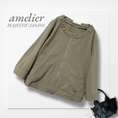 マジェスティックレゴン◆ノーカラージャケット ミリタリー 7分袖 大人可愛い