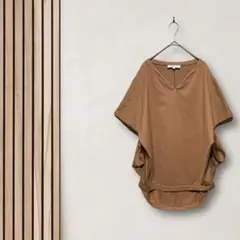 エンフォルド 茶ブラウン系ブラウス【38】ギャザー 日本製 綿100% 上品大人