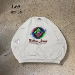 Lee USA製 3XL白スウェット協会ロゴラバープリントビッグサイズF772