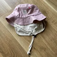 【美品】アカチャンホンポ　刺繍デザイン ピンク バケットハット　48cm