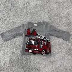 消防車プリント 長袖Tシャツ 90cm