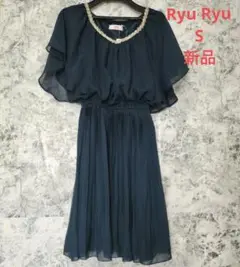 リュリュ ワンピース 半袖ワンピース ミニ シフォン フレアスリーブ S 新品