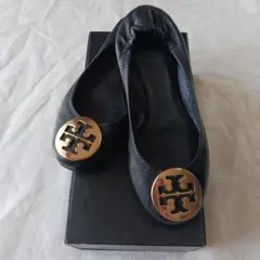 Tory Burch 黒 レザー フラットシューズ