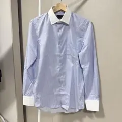 水色と白のストライプ フォーマルシャツUniversal Language