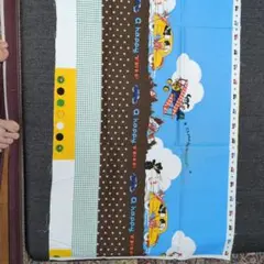 レトロ風 男の子向けオックス生地 ?はぎれ 約110cm x 42cm