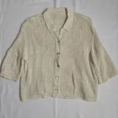 アイボリー 半袖ニット M