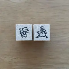 紙博　pepin 紙ものコロコロ　スタンプセット　るんるんちゃん　ハローキャット