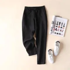 テーパードパンツ 黒 ズボン　パンツ　3L オフィカジ　韓国