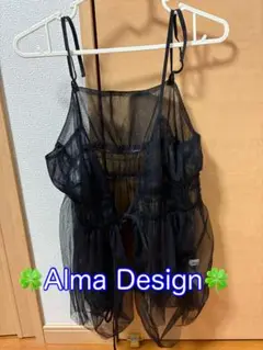 アルマデザインキャミソール チュールシフォン　ブラック　M