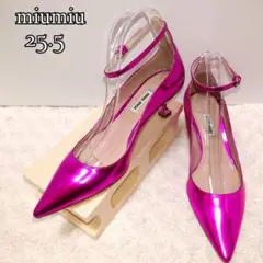 miumiu ミュウミュウ 極美品 vitmetal5 パープル エナメル 美脚