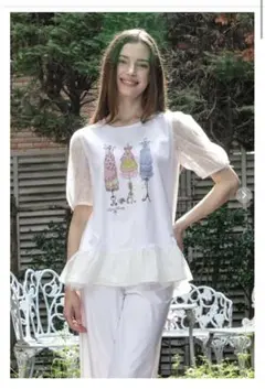 再お値下げUsed Super Beauty2025袖レース使いロングTシャツ