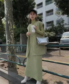 OTONA WRAP VEST SET UP DRESS