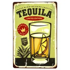 テキーラ ブリキ看板 20cm×30cm お酒 ショット グラス Tequila