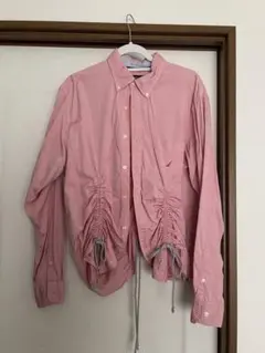 ピンク リメイクシャツ　古着リメイク