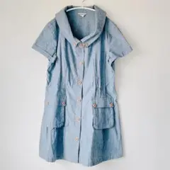 デニム風半袖ワンピース M ブルーグレー 春夏