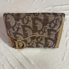 Christian Dior トロッター サドル 三つ折り財布 茶 ベージュ