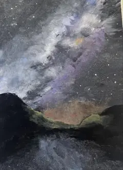 水彩画　アクリル画　星空