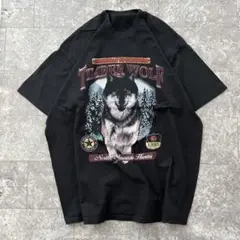 メンズ 古着 TIMBER WOLF グラフィック Tシャツ 黒 アニマル