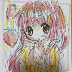 新作。手描きイラスト。小色紙。女の子