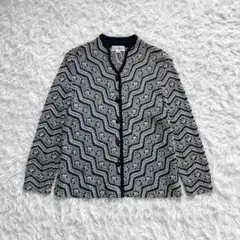 CASTLEBERRY コンビネーション柄 ノーカラージャケット グレー 9AR