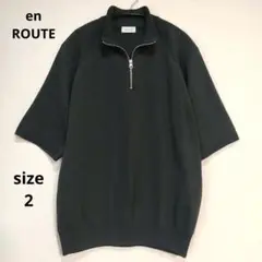 en route アンルート　ハーフスリーブジップニットポロ　グレー　М