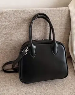 ミニスクエアボストンバッグ　2way ショルダーバッグ　ブラック
