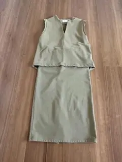 OPAQUE.CLIP オリーブグリーン ノースリーブ スカートセットアップ