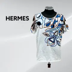 高級 HERMES エルメス コットン ボタニカル 鳥 半袖 Tシャツ