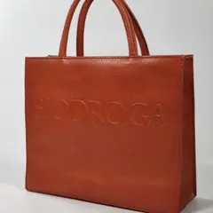 BIODROGA トートバッグ ハンドバッグ デカロゴ レザー オレンジ 多収納