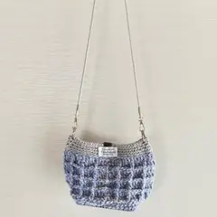 ハンドメイド　空色ショルダーバッグ
