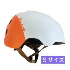 新品未使用品✨️ホワイト/オレンジ スケートボードヘルメット Ｓサイズ