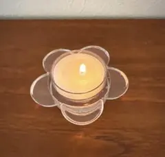 【北欧ヴィンテージ】お花のキャンドルホルダークリアA