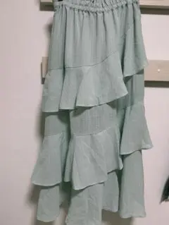 アース　フリルティアードスカート ミントグリーン