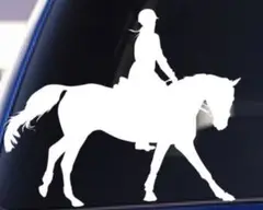 乗馬 馬 フラットワーク シルバー ステッカー デカール