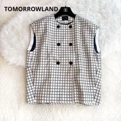 美品♡TOMORROWLAND　ネイビーハウンドトゥース コクーンジレ　24年製