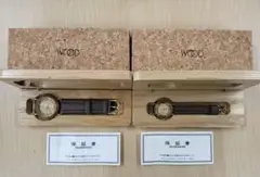 WOOD クラシックアナログ木製腕時計ペアメンズ・レディース2本組