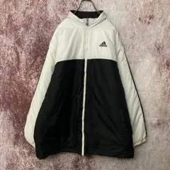 90s アディダス adidas 中綿ジャケット 白 黒 古着 ビッグサイズ