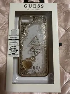 GUESS iPhone 8用グリッターケース ゴールド