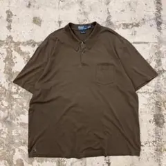 ポロラルフローレン　ピマライル　裾ポニー　半袖ポロシャツ　ブラウン　古着　XXL