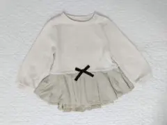 プティマイン　タックぺプラムTシャツ　オフホワイト