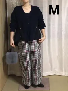 可愛い❗️LEPSIM お家で洗える❣️ハイウエストチェックワイドパンツ M