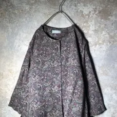 【ヴィンテージ】ペイズリー柄ノーカラーシャツ 美品 used 古着 ZBS2