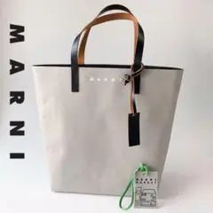 MARNIマルニ トートバッグ 灰色 黒 肩掛け ロゴ プリント エコ 婦人